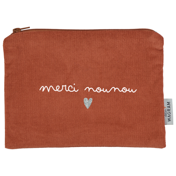 trousse plate en velours côtelé brique