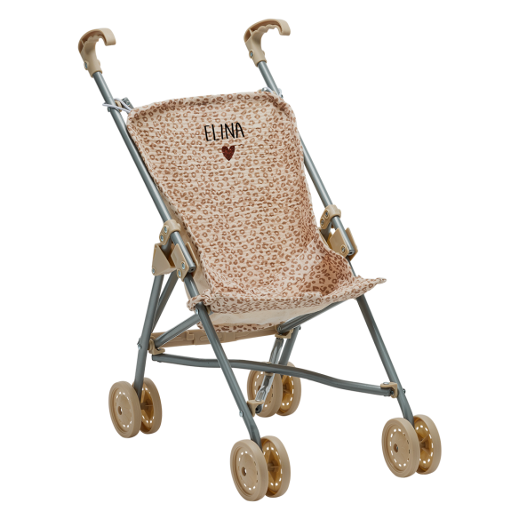 poussette gaze de coton léopard personnalisable